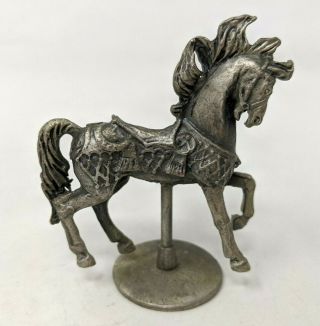 Vintage Gallo Miniature Pewter Metal Carousel Horse Pony On Base Figurine Fp20