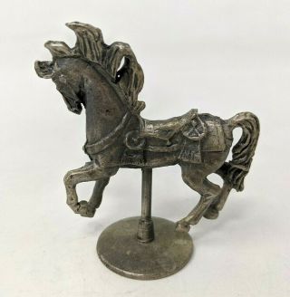 Vintage Gallo Miniature Pewter Metal Carousel Horse Pony on Base Figurine FP20 3