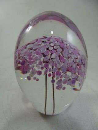 Vintage Art Glass Daum France Paperweight Flower Tree Signed Retro Old French