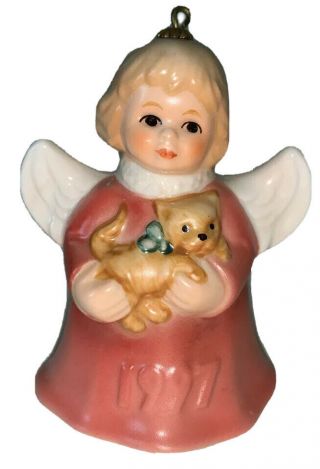 1997 Goebel Annual - Angel Bell - Christmas Ornament 22nd Edition - - Muave Dress