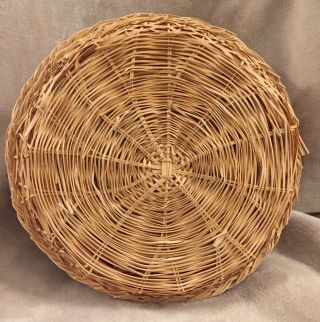 8 Vintage Wicker Round Picnic PAPER PLATE HOLDERS Natural Color Wall Art BOHO 2
