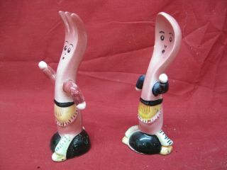 Vintage Japan Anthropomorphic Spoon & Fork Heads Salt and Pepper Shakers 2