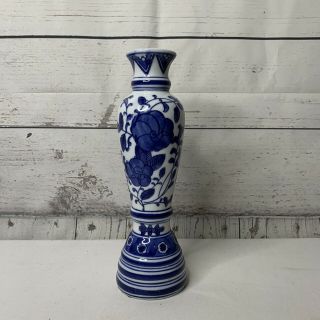Blue & White Porcelain Candle Stick Holder 10”