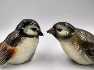 Two Vintage Goebel German Ceramic Sparrow Bird Figurines.