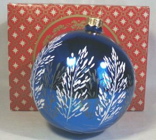 Christopher Radko Blown Glass 4 " Round Blue Christmas Ornament