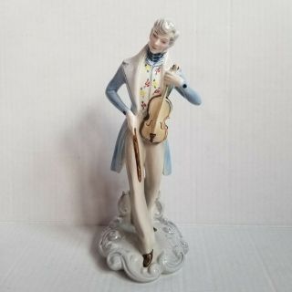 Vintage Goldscheider Usa Everlast Corp - Man In Blue Suit With Fiddle - 9in