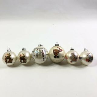 Set Of 6 Vintage Norman Rockwell Christmas Tree Ornaments Santa Young Mans Fancy
