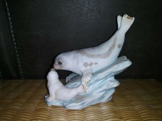 Homco Masterpiece Porcelain 1998 Harp Seals 1127 Figurine Animals Home Interior