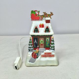 Vintage Hallmark Caroling Cottages House Lights Music Synchronized Christmas Red