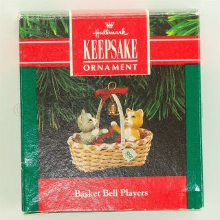 Hallmark Keepsake Ornament 1991 Basket Bell Players Kittens Cats Christmas
