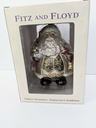 Fitz And Floyd Josn Classics Santa Claus Large Blown Glass Christmas Ornament