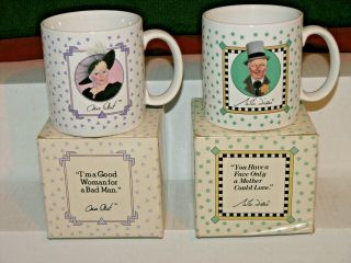 Vintage Rare W C Fields & Mae West Coffee Mug Set By Presents,  Boxed Look