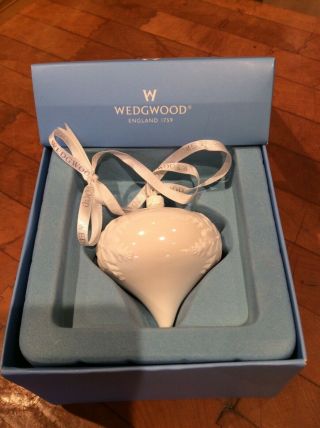 Wedgwood Christmas Ornament Jasperware Glazed Snowflake White Tear Drop