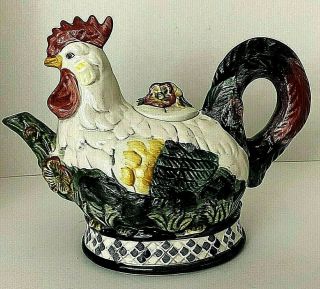 Vintage 1998 Cbk Ltd.  Ceramic Rooster Teapot With Lid