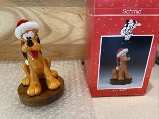 Vintage Schmid Walt Disney Co.  Pluto Ceramic Figurine Wood Base 4”