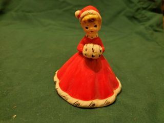 Josef Originals Christmas Bell Girl With Muff Stamped And Insribed
