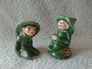 Vintage 50s Elbee Art Gnomes Elves Elf Pixies Puck & Tuck Salt & Pepper Shakers