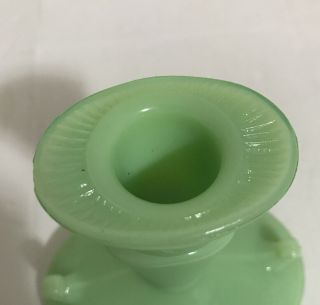 Jadeite Green Glass Candlestick Possibly McKee Laurel Pattern 3