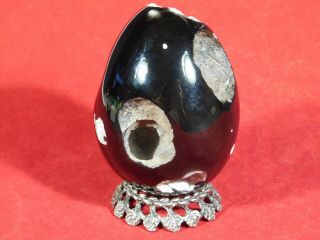 A Larger Egg Sculpture Made From 100 Natural Mexican Obsidian 263gr 3