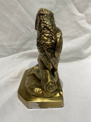 Vintage Owl Bookend Antiqued Brass Owls on Branch Figurines By PM Craftsman USA 3