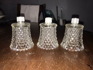 3 Vintage Homco Clear Diamond Point Glass Votive Cup Candle Holder Peg Bottom
