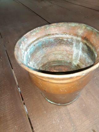 Vtg Hammered Solid Copper Planter 6 1 Half Tall 7 Inch Across