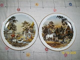 Vintage Collectible Currier And Ives Plates /american Farm Scenes: Autumn/summer
