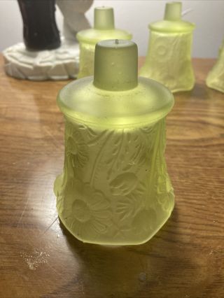 6 Vintage Green Glass Peg Votive Cup Candle Holder Sconce 2 Cracked 2
