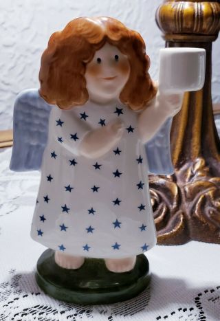Swedish Angel By Lisa Larson Goebel Vintage Porcelain Sweden Candle Holder