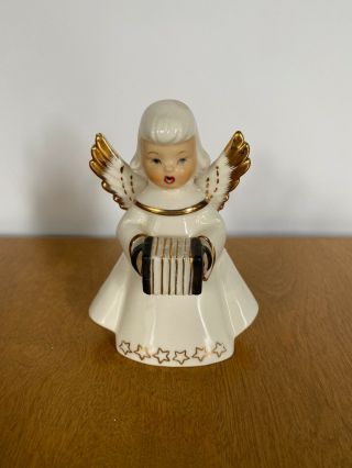 Vintage Japan Ceramic Angel Playing Squeeze Box Accordion Musician