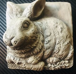 The Stone Bunny Telle M.  Stein 1994 Signed Rabbit Plaque/relief Tile