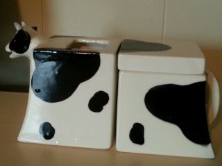 Dept 56 Cow Now Holstein Sugar And Creamer Set Retired