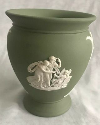 Vintage Wedgewood Jasperware Small Vase Posey Pot Sage Green 4”