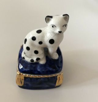 Vintage Fitz & Floyd Ceramic/porcelain Cat Trinket Box 1981