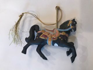 Htf Lenox 1989 Carousel Black Horse Porcelain Christmas Tree Ornament