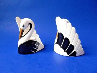 Fitz And Floyd Art Deco Swan Candle Stick Holder Black & White