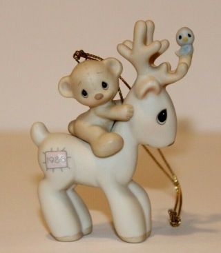Precious Moments Reindeer Ornament Special 1986 Issue Porcelain