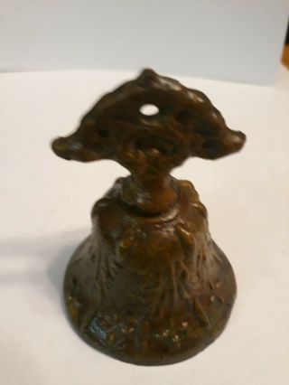 Antique Hand Bell Primitive.  Embossed Solid & Heavy - Brass / Copper.