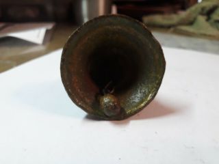ANTIQUE HAND BELL Primitive.  EMBOSSED SOLID & HEAVY - BRASS / COPPER. 2