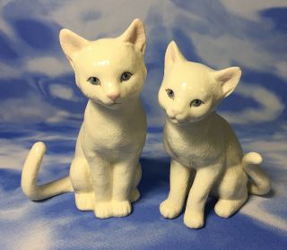 Htf Lenox " A Purrrfect Family " 2pc Porcelain Kitty Cat Figurines 820524 Euc