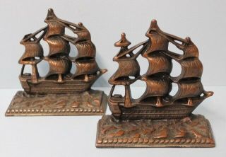 Vintage Bookends Us Constitution Sailing Ship Old Ironsides Cast Iron