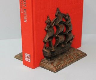 Vintage BOOKENDS US CONSTITUTION SAILING SHIP Old Ironsides Cast Iron 2