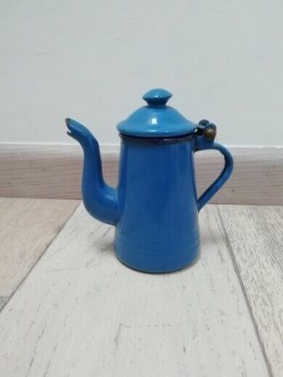 Old Tin Enamel Pot Coffee Tea Leone Made In Italy