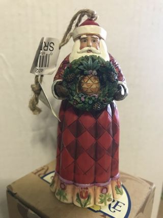 Jim Shore | Heartwood Creek | Santa With Pineapple Wreath Hanging Ornament Nib