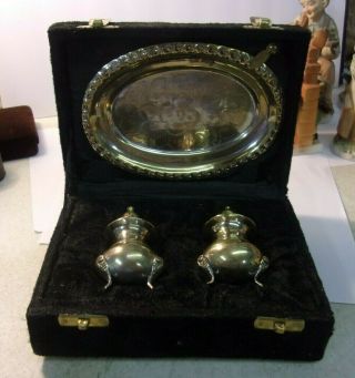 Vintage International Silver Co Set Of Tray,  Salt And Pepper Pictured