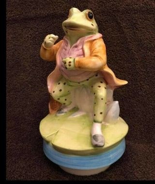 Schmid Mr.  Jeremy Fisher Frog Beatrix Potter Musical Figurine Vintage
