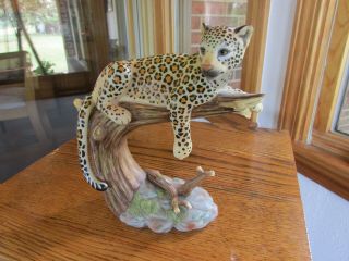 Leopards Domain 14045 - 03 Figurine Home Interiors 2003 Porcelain Leopard In Tree