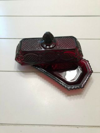 Vintage Avon Cape Cod Ruby Red Glass Covered Butter Dish