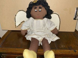 Black - African American Angel Doll With Wings - Handmade