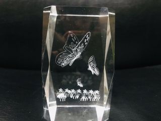 Butterflies Crystal Laser 3d Etched Glass Block Engraved Image